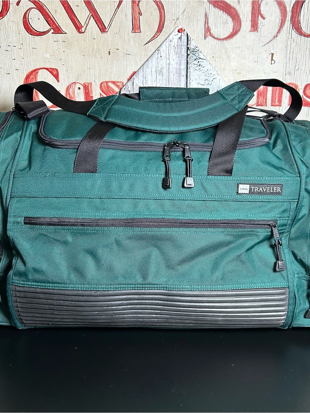 Vintage L.L.Bean Traveler Duffle Bag Green Polyester 25” Rare Flaws